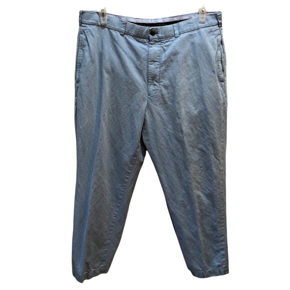 Brooks Brothers Mens 38 x 30 Light Blue Linen Blend Flat Front Chino Pants 36/28 - Picture 1 of 10